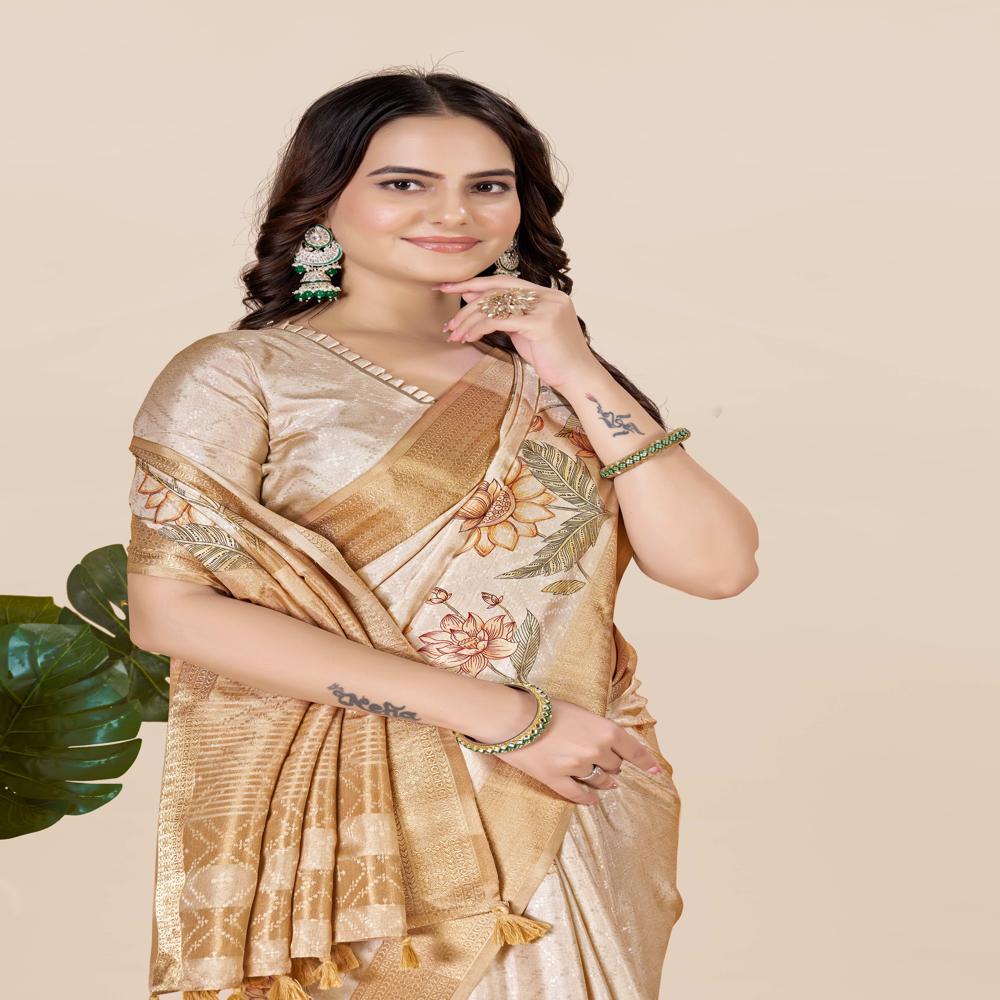 Camel Brown Saree - Design: Trendy