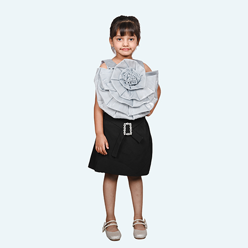 Girls Grey Tulle Party Dress, Spaghetti Layered skirt, knee length