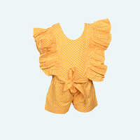 Girls Yellow Tulle Party Dress, Sleeveless Layered skirt, knee length in Cotton