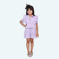 Girls Purple Tulle Party Dress, Sleeve Layered skirt, knee length in Crepe
