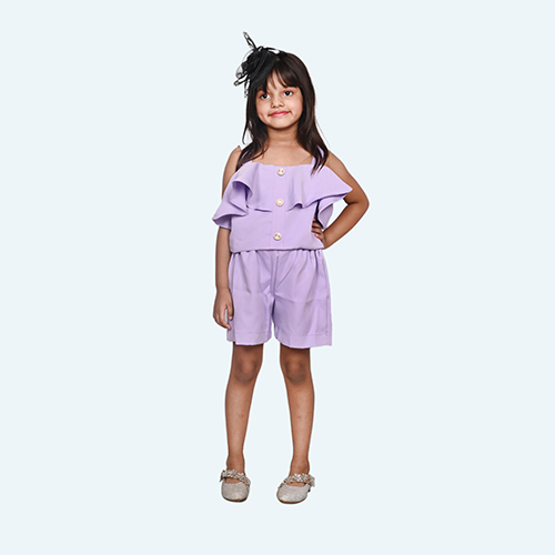 Girls Purple Tulle Party Dress, Spaghetti Layered skirt, knee length in Crepe