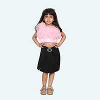 Girls Pink Tulle Party Dress, One shoulder Layered skirt, knee length in Organza