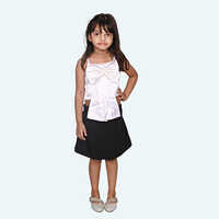 Girls White Tulle Party Dress, Spaghetti Layered skirt, knee length in Satin