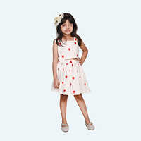 Girls White Tulle Party Dress, Spaghetti Layered skirt, knee length in Cotton