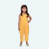 Girls Yellow Jump suit, Sleeveless knee length in Crepe
