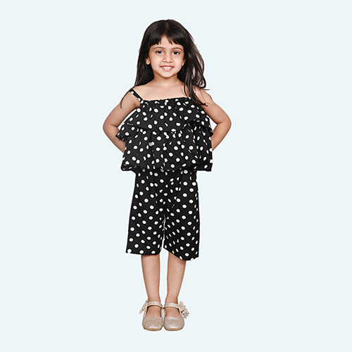 Girls Black Jump suit, Spaghetti knee length in Crepe