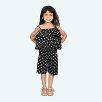 Girls Black Jump suit, Spaghetti knee length in Crepe