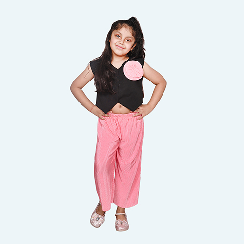 Girls Black Coord set, Sleeveless full length in Crepe
