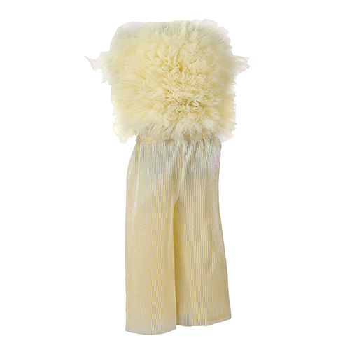 Girls Yellow Coord set, Spaghetti full length in Net