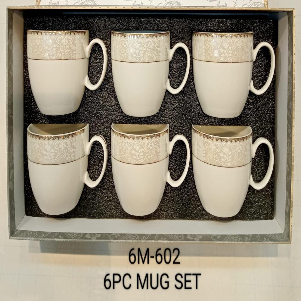 Vigneto Tea Cup 6 Pc Set - Color: Cream