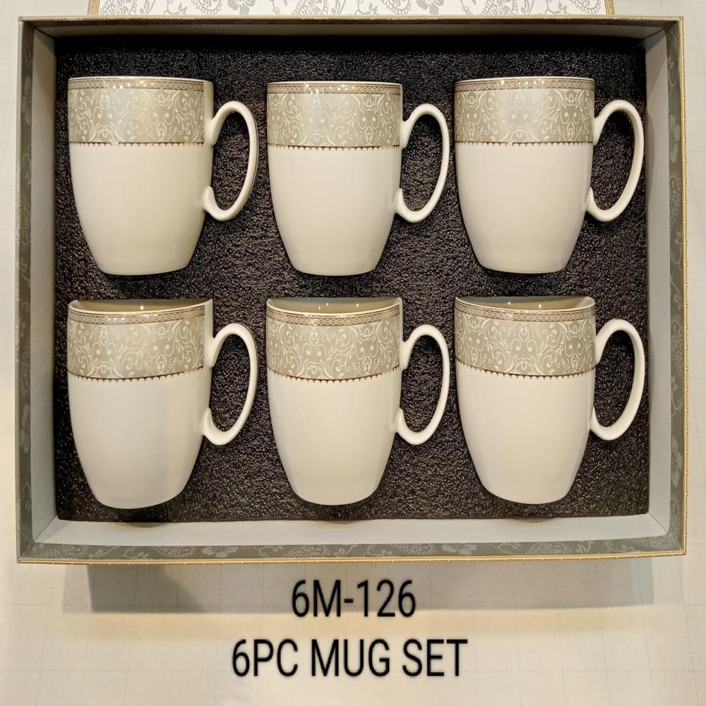 Vigneto Tea Cup 6 Pc Set - Color: Cream