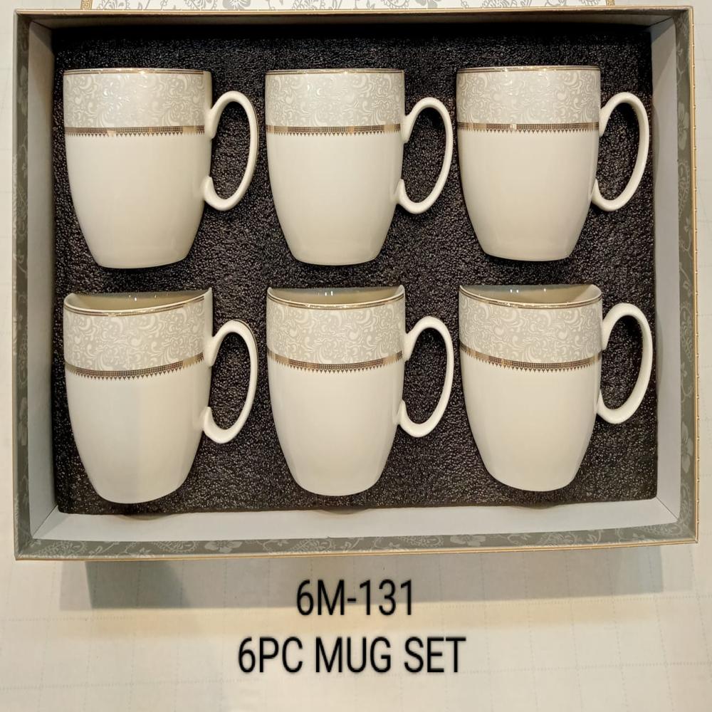 Vigneto Tea Cup 6 Pc Set - Color: Cream