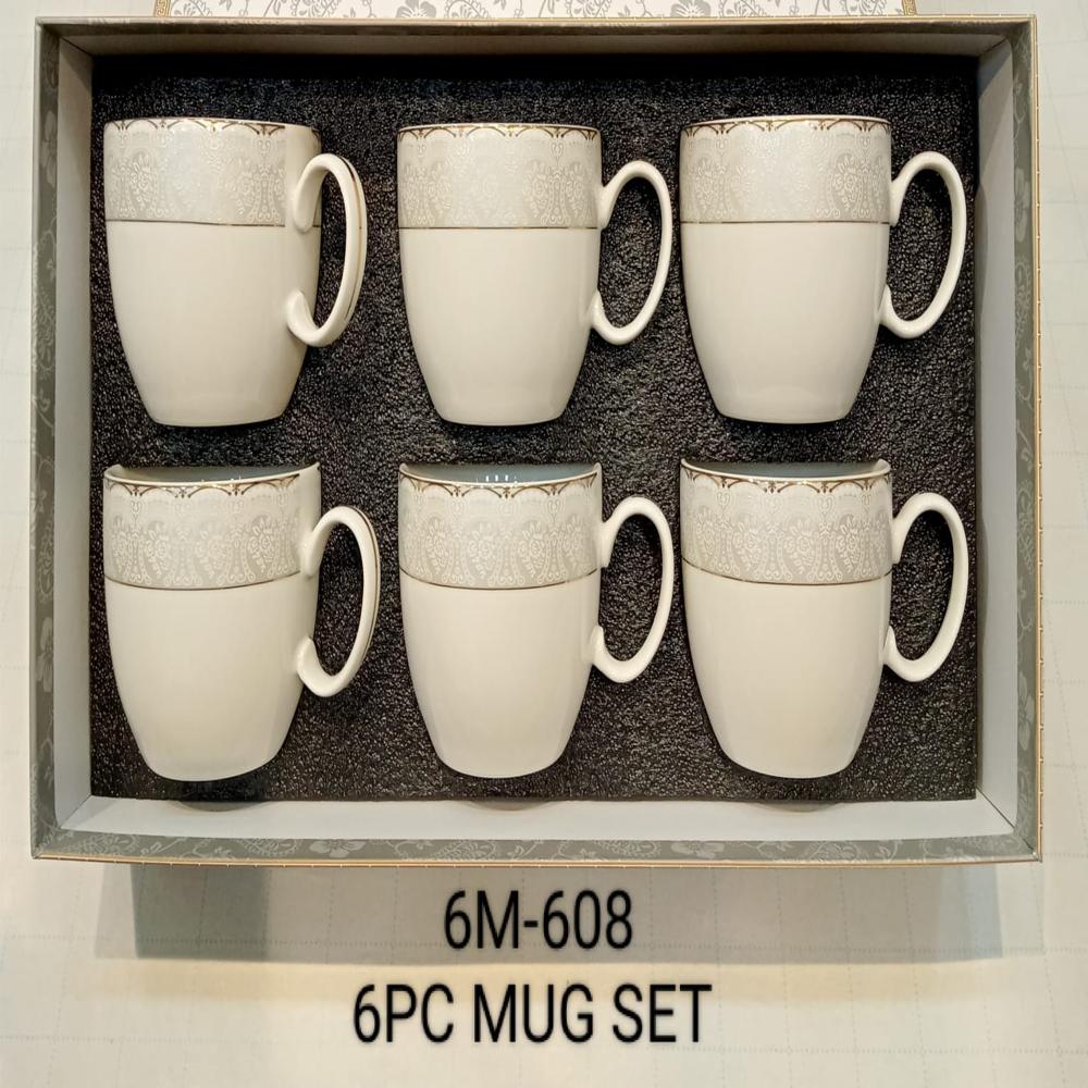 Vigneto Tea Cup 6 Pc Set - Color: Cream