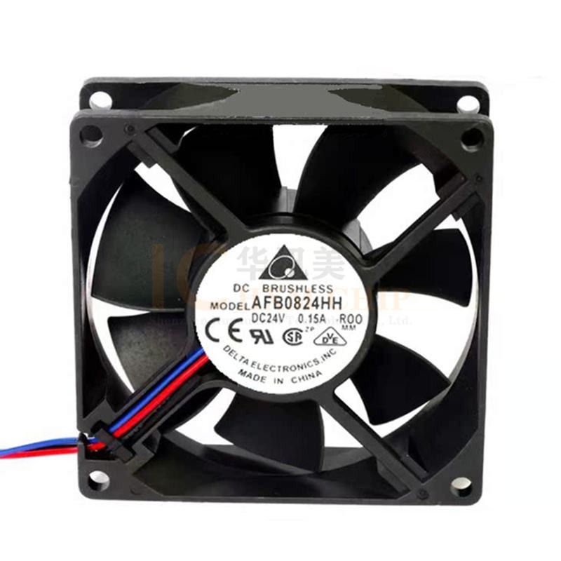 Delta Afb0824hh Dc24v 0.15a 8cm Frequency Converter Silent Industrial Computer Cooling Fan - Color: Black
