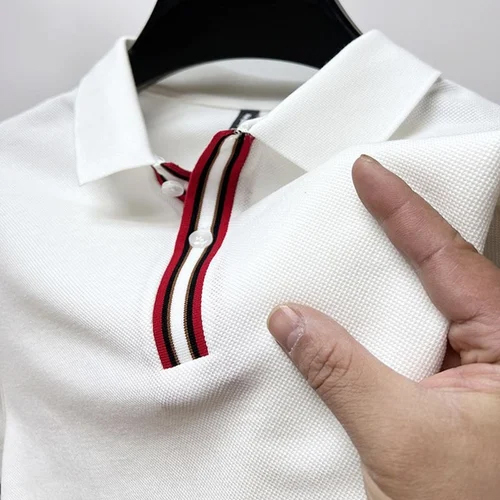 Collar Mens T Shirt - Color: White