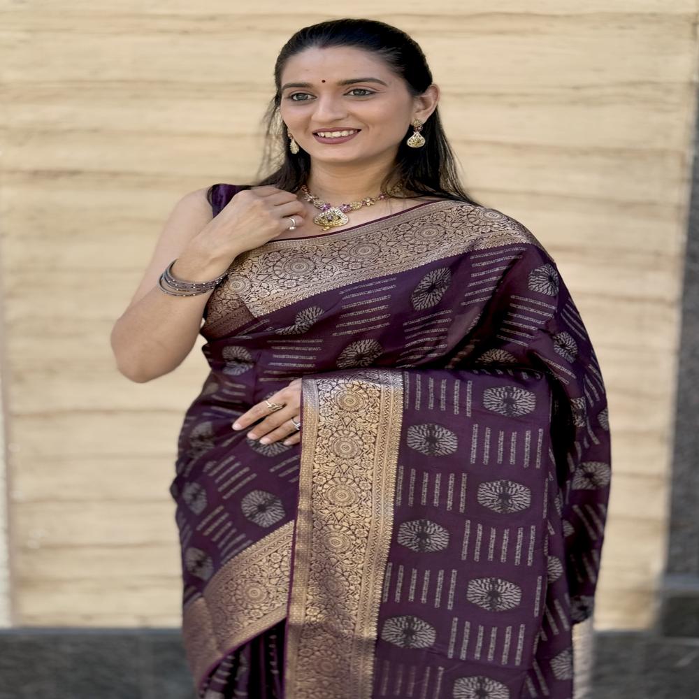 Purple Mysore Silk Saree