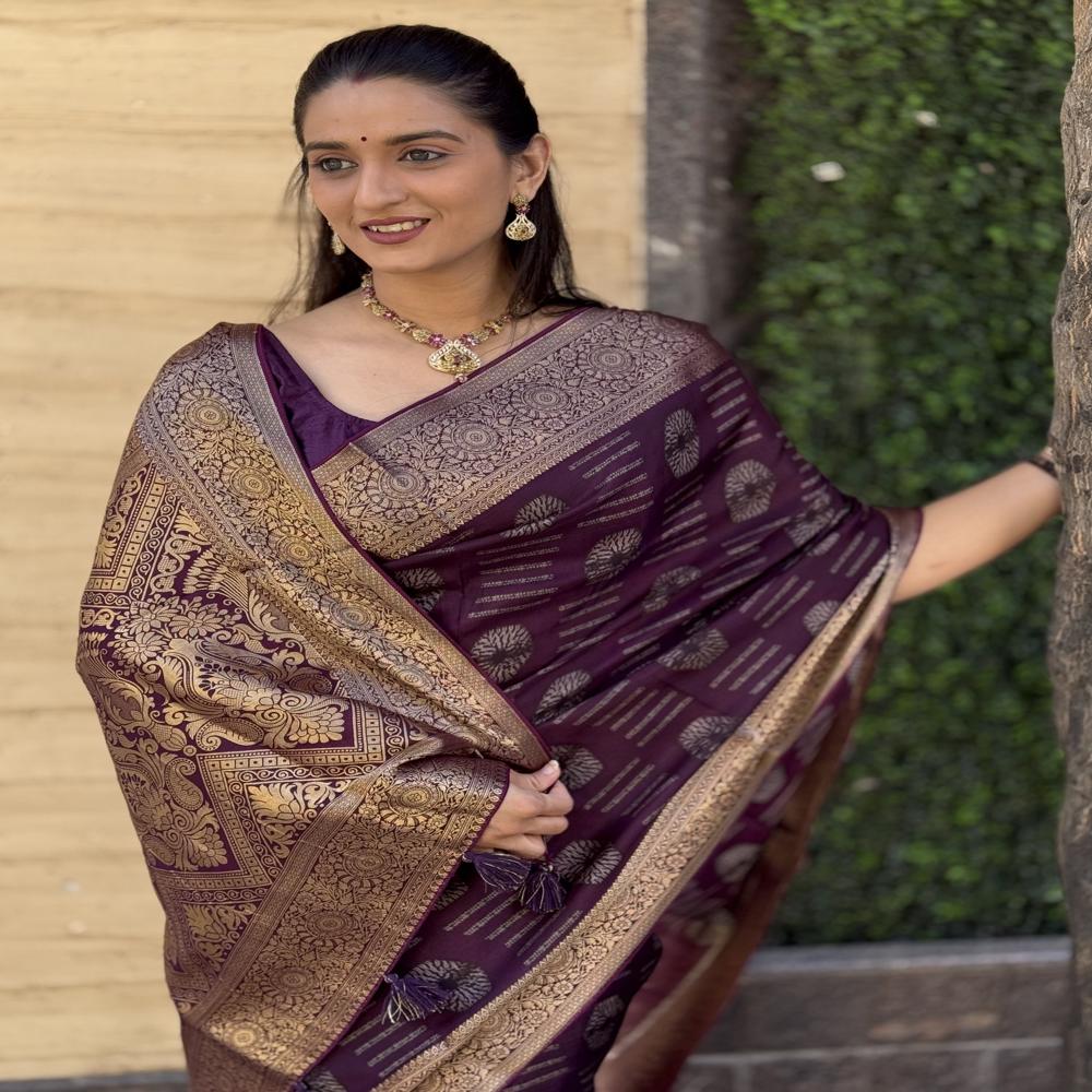 Purple Mysore Silk Saree