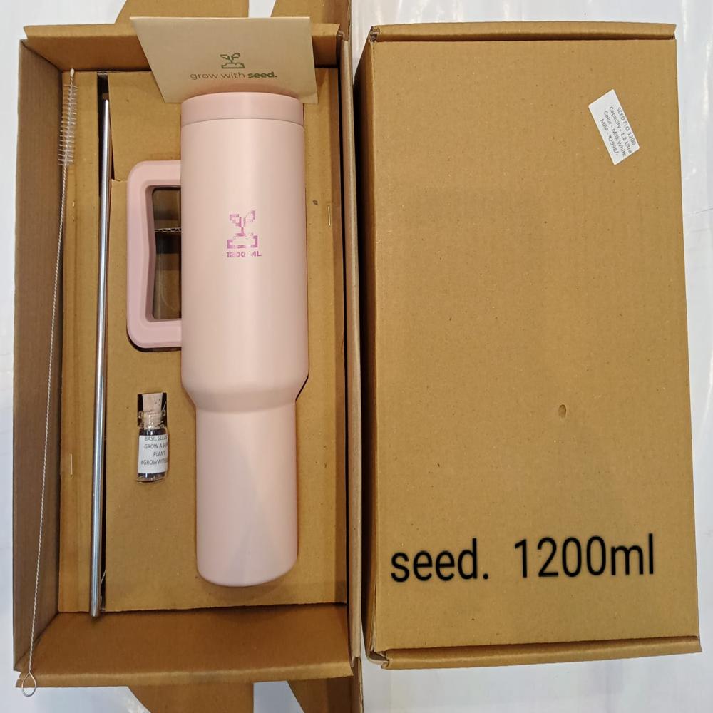 1200 Ml Stainless Steel Vacuum Insulated Travel Mug With Straw And Handle (1200ml / 1 Pc) - Color: Black