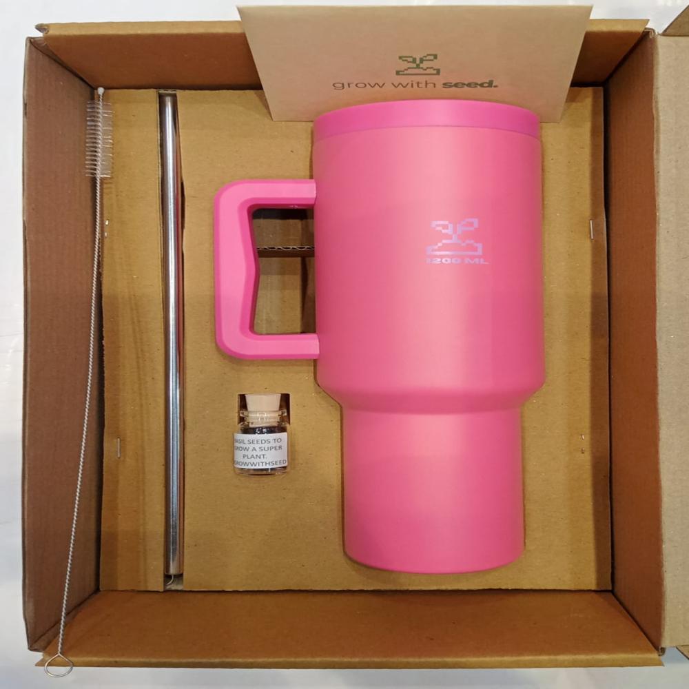 1200 Ml Stainless Steel Vacuum Insulated Travel Mug With Straw And Handle (1200ml / 1 Pc) - Color: Black