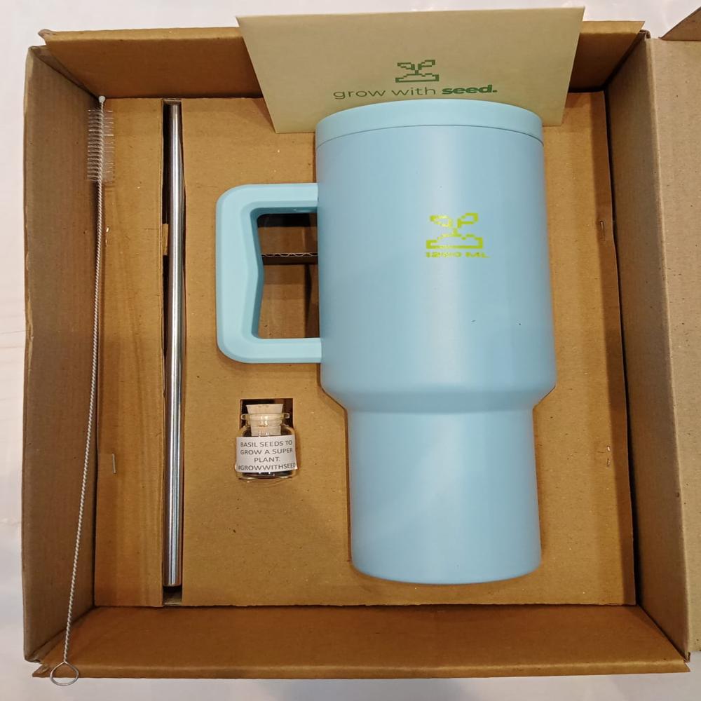 1200 ML Stainless Steel Vacuum Insulated Travel Mug with Straw and Handle (1200ML / 1 Pc)