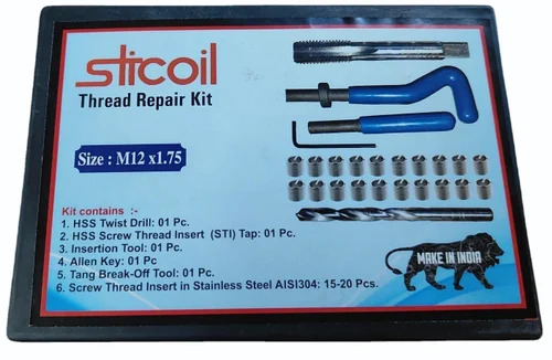 Thread Repair Kit - Stainless Steel, 112x80x110 Cm, Silver Color | Ergonomic Plastic Handle, Manual Operation, 1-year Warranty