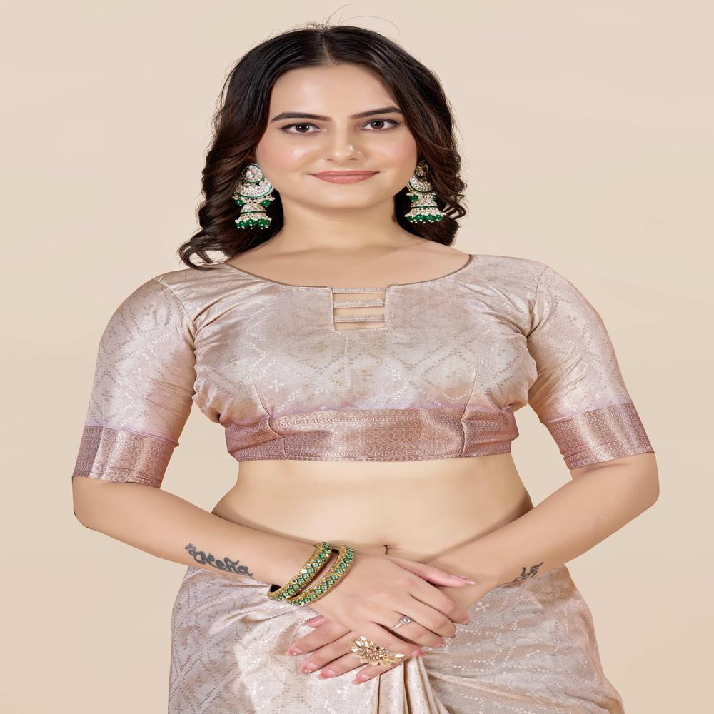Lavender And Gold-toned Saree - Color: Multicolor