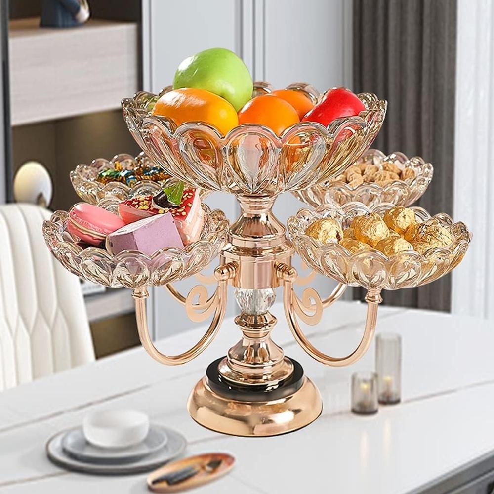 Fruit Bowl Fruit Bowl Fruit Plate Decorations  Luxury Style Multi Layer Crystal Glass Plate Home Living Room Coffee Table Decorations Fruit Tray