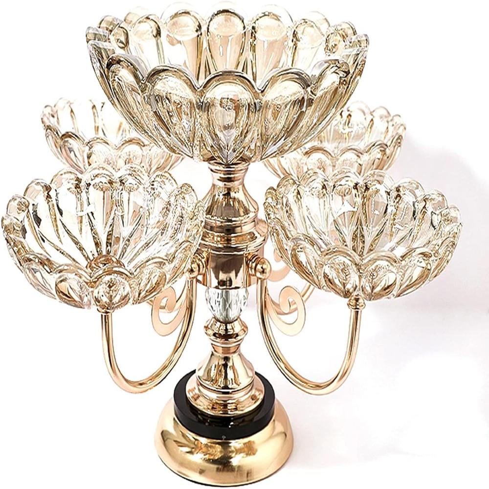 Fruit Bowl Fruit Bowl Fruit Plate Decorations  Luxury Style Multi Layer Crystal Glass Plate Home Living Room Coffee Table Decorations Fruit Tray