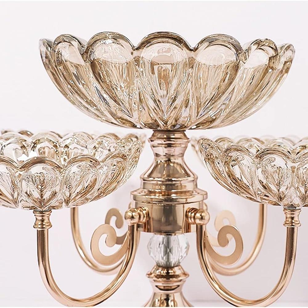 Fruit Bowl Fruit Bowl Fruit Plate Decorations  Luxury Style Multi Layer Crystal Glass Plate Home Living Room Coffee Table Decorations Fruit Tray