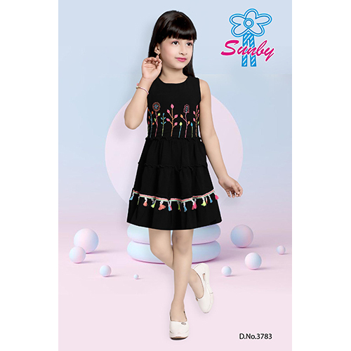3783 Girls Half Sleeve Frock - Color: Multi Colour