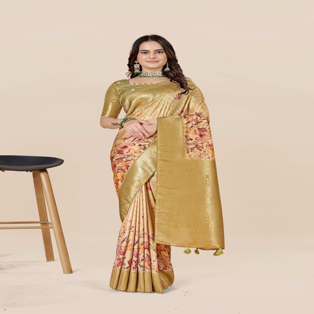 Floral Art Silk Tussar Saree