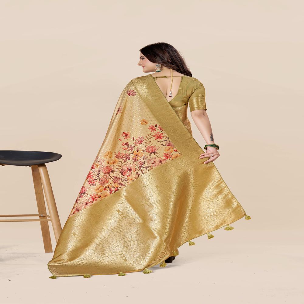 Floral Art Silk Tussar Saree