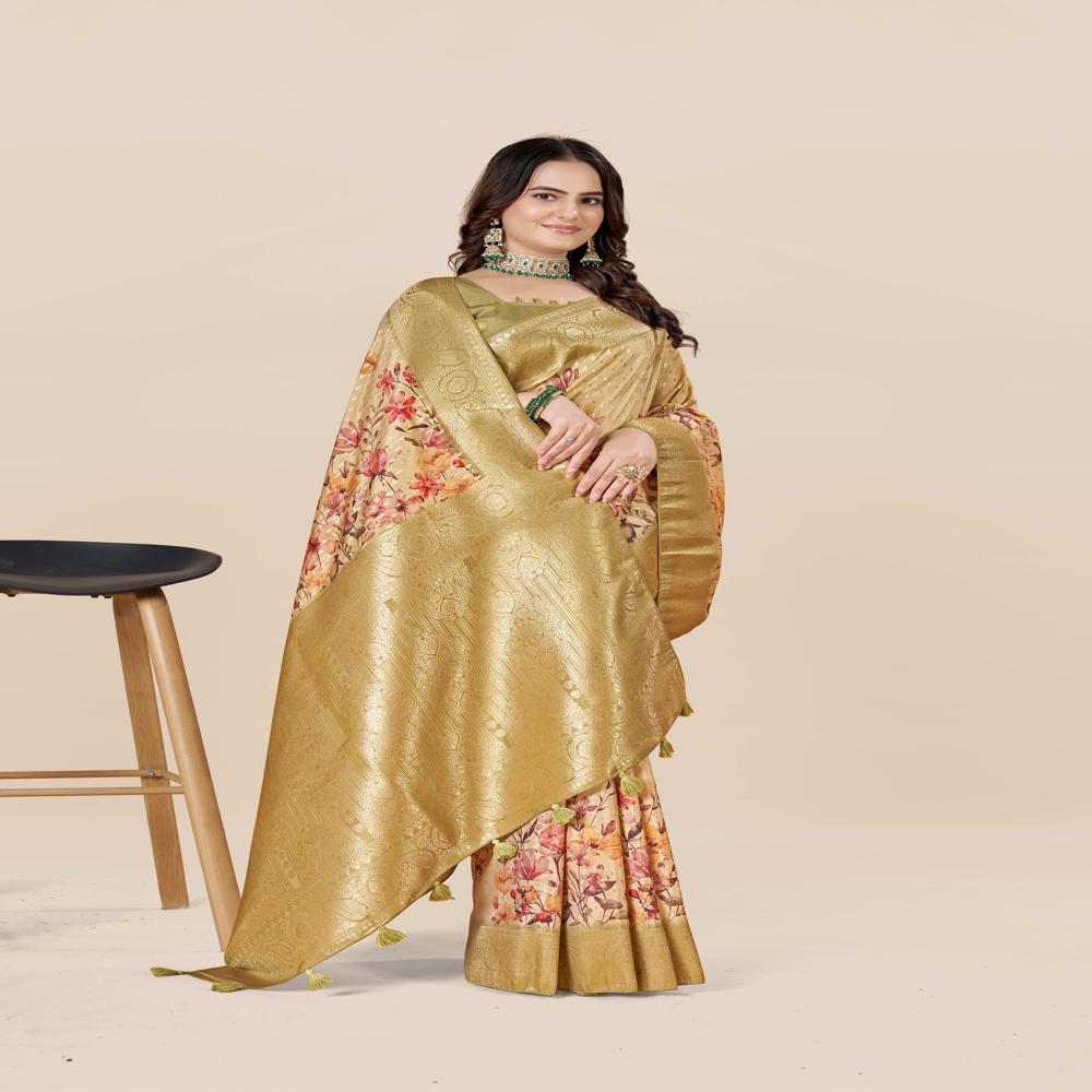 Floral Art Silk Tussar Saree