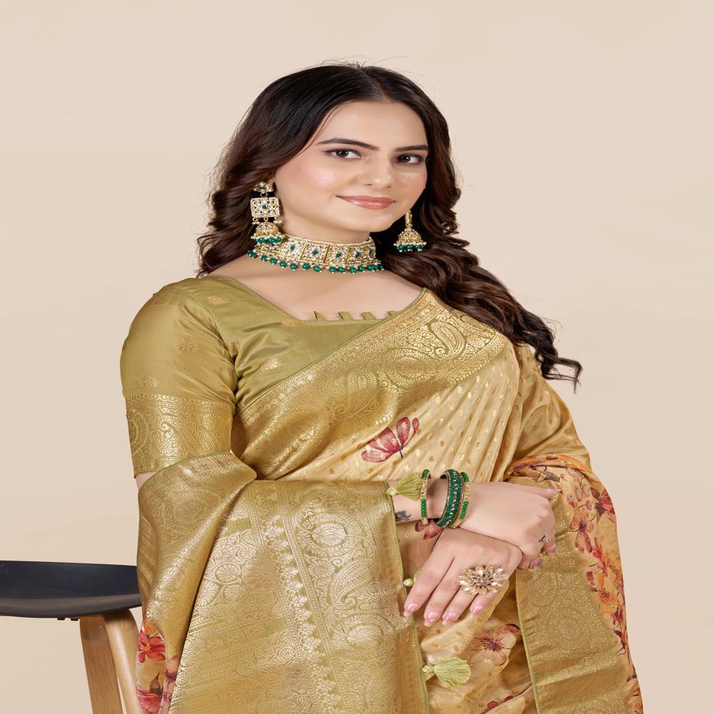 Floral Art Silk Tussar Saree
