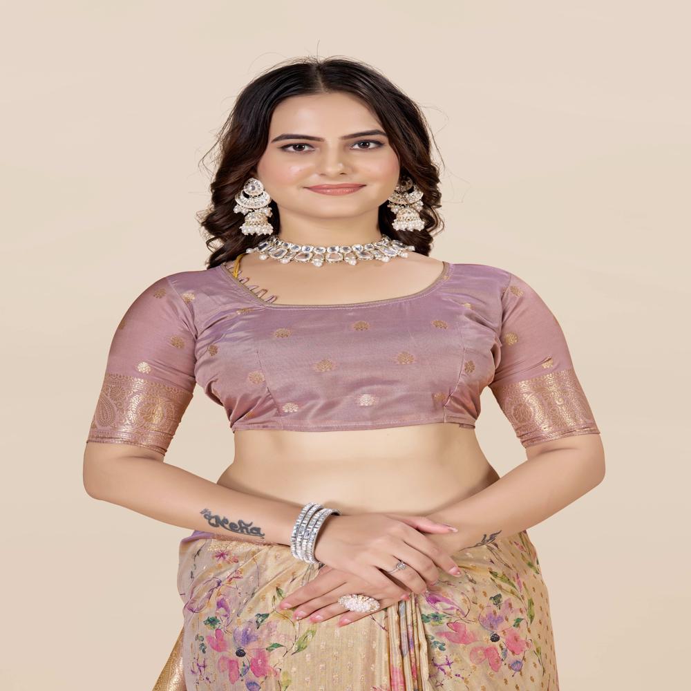 Purple And Pink Tussar Saree