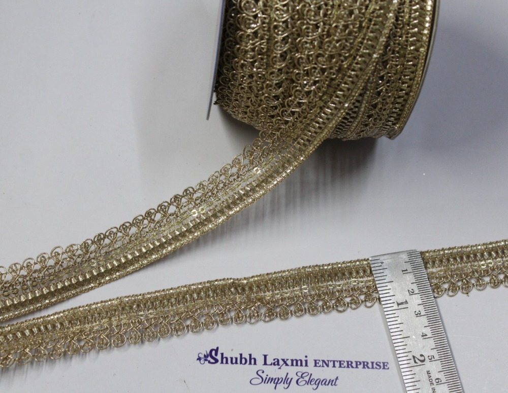 Fancy Zari Jhalar Lace - Color: Golden