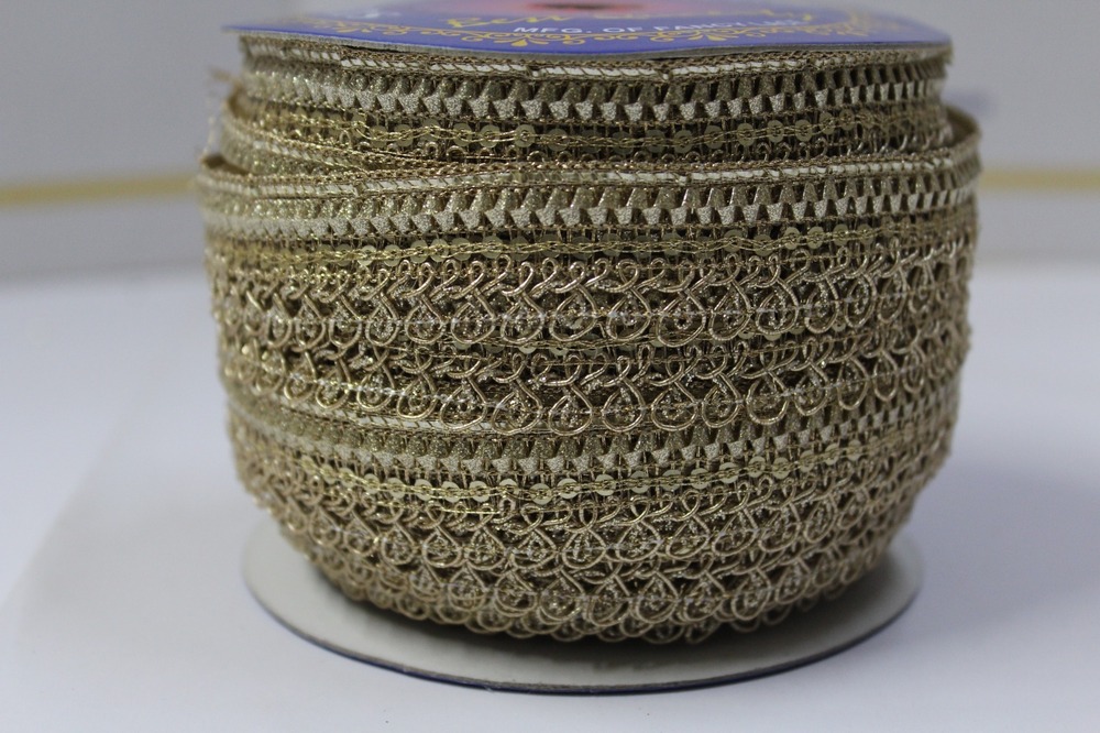 Fancy Zari Jhalar Lace - Color: Golden