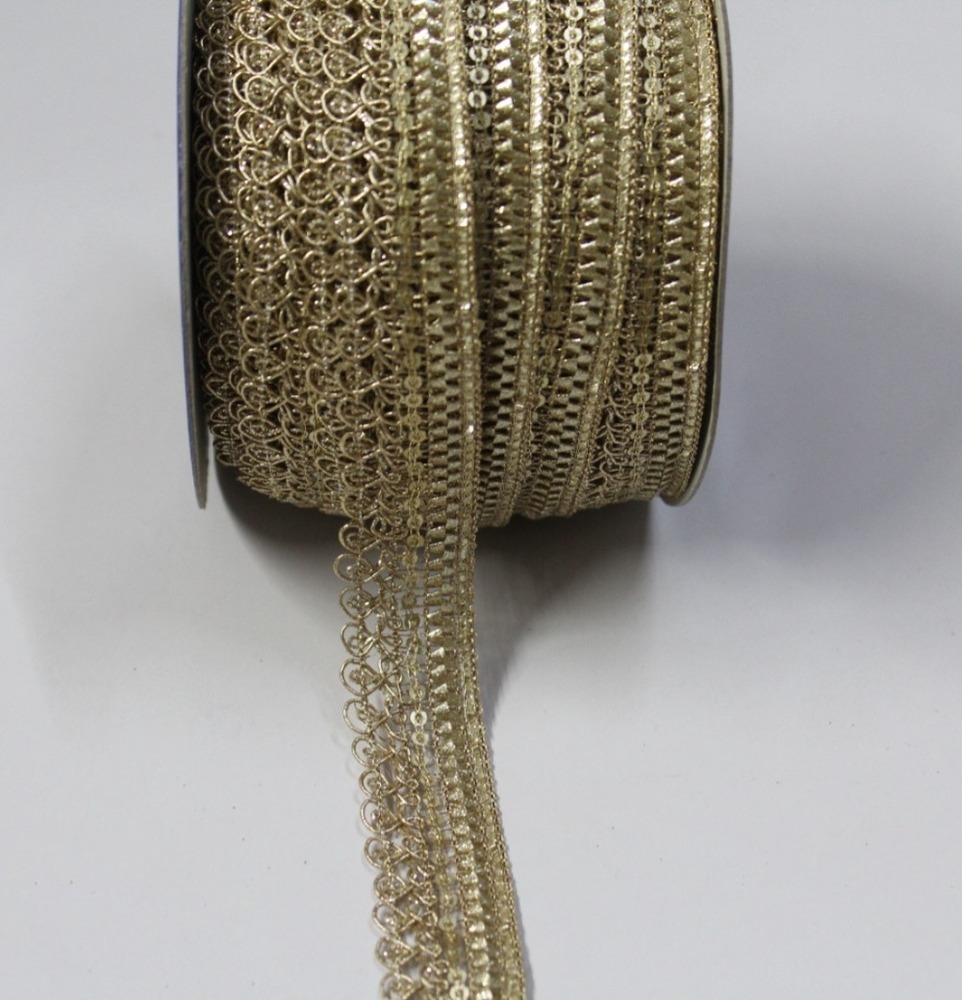 Fancy Zari Jhalar Lace - Color: Golden