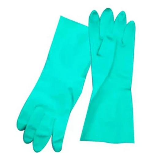 Chemical Resistance Nitrile Cotton Flock Gloves - Color: Blue