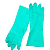 Chemical Resistance Nitrile Cotton Flock Gloves - Color: Blue