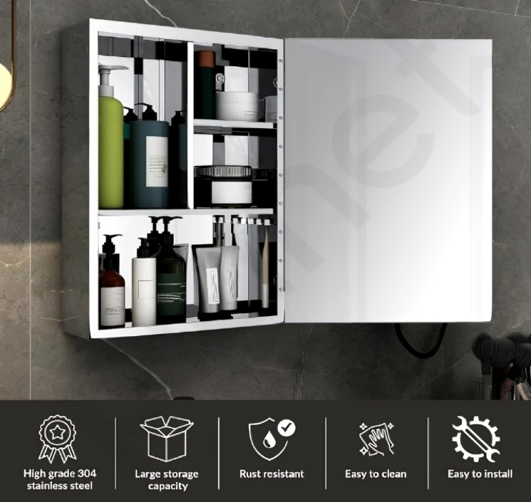Bathroom Cabinet With Mirror 12 X 18 Inch - Color: Ss