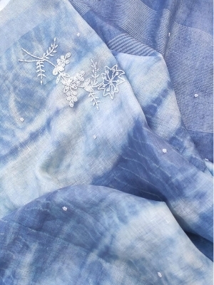 Linen Saree Thread Work - Occasion: Party Wear