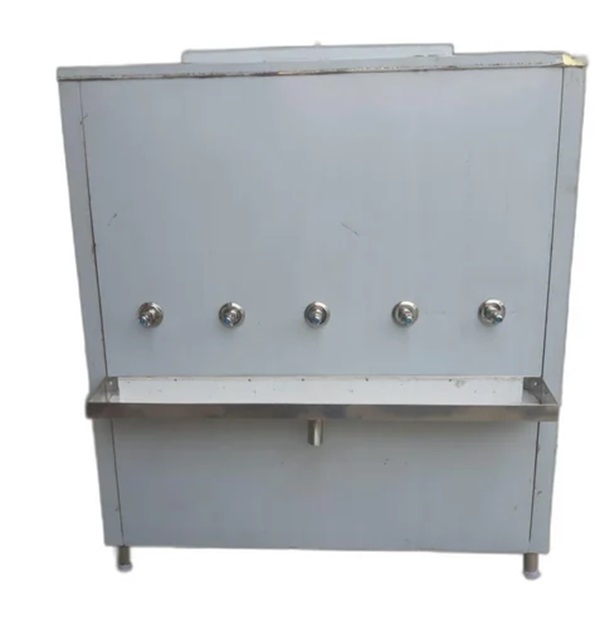 Industrial Water Cooler - Stainless Steel, 58 X 31 X 51 Inch, Silver | 500 Lph Cooling Capacity, 500 Liter Storage, 5 Faucets, 12.5 A Rated Current