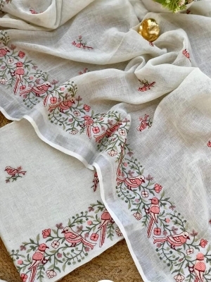 Linen suit material 
Digital embroidery