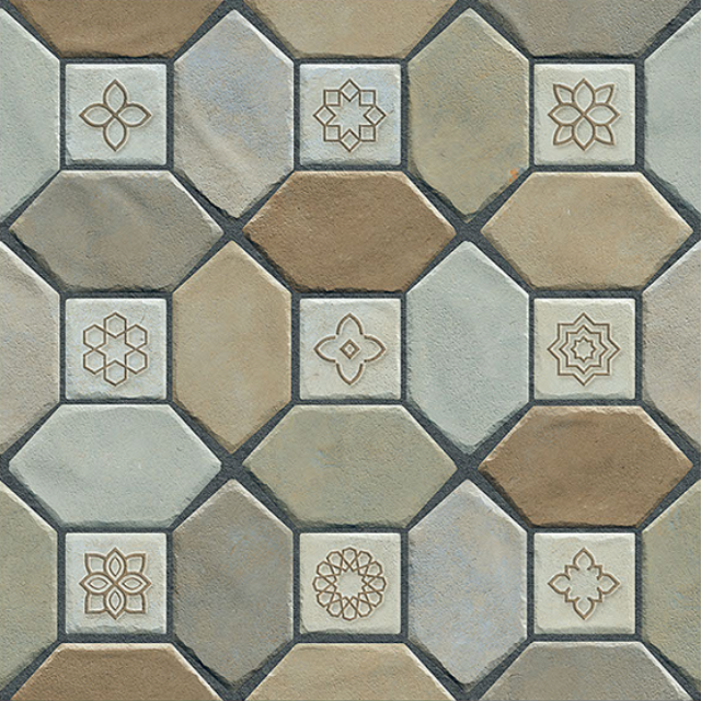 Outdoor Tiles - Ceramic Vitrified Parking Tiles 500x500mm, Mixed Color, Glazed Finish, Non-slip & Wear-resistant, Matt & Rustic Surface Treatment