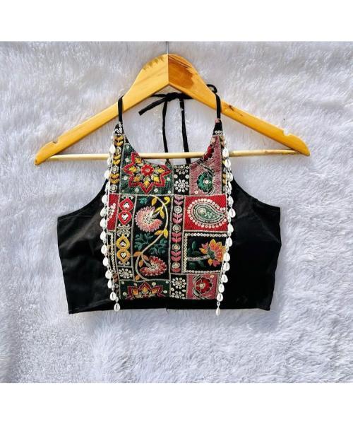 Sclout Navratri Special Tradiotional Pure Cotton Embroidered Rajasthani Kutchi Work Blouse for Women