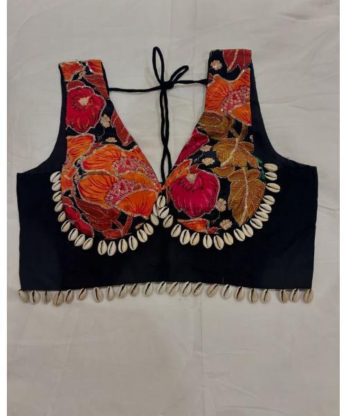 Sclout Navratri Special Tradiotional Pure Cotton Embroidered Rajasthani Kutchi Work Blouse for Women