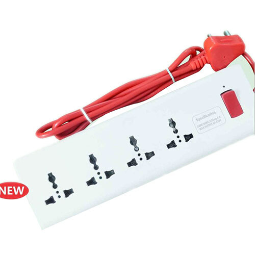 Electrical Apple 4 + 1 Power Strip - Color: White With Red Cable