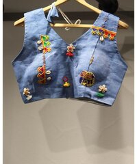 Denim Work Navaratri Blouse For women
