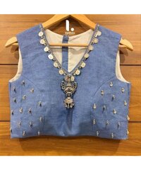Denim Work Navaratri Blouse For women